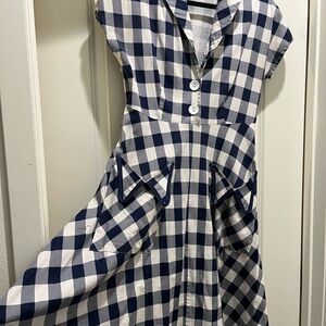 Navy and White Gingham Dress